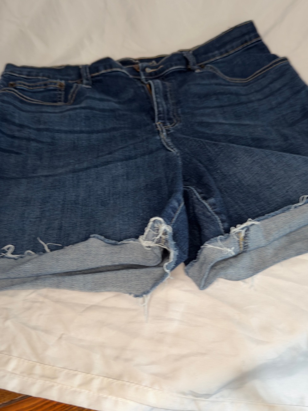 Calvin Klein Jeans Indigo Rolled Frayed Hem Denim Shorts